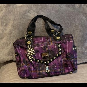 BETSEYVILLE Black and Purple Plaid Purse